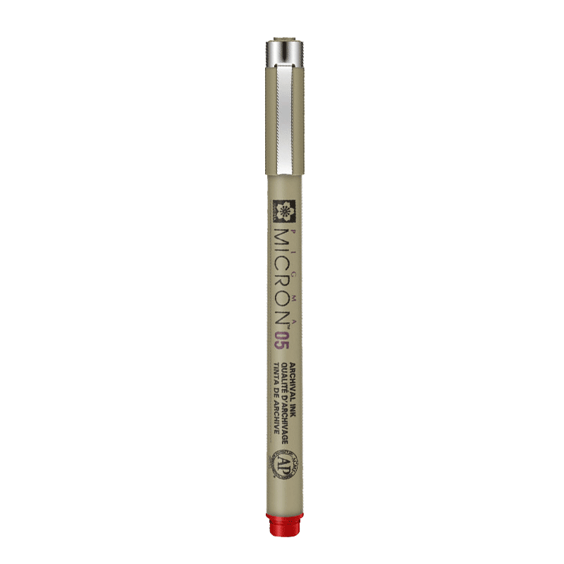 SAKURA Colored Needle-Tip Pen, Line Drawing Pen, No. 05 0.45mm (Red), Imported from Japan, Signature Pen, Drawing Pen, Student Children's Art Drawing Outlining Pen, Hand-Drawn Design Pe