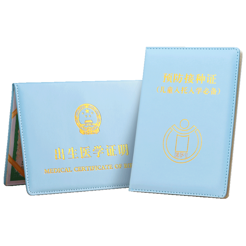 JONEVEE Birth Certificate Protector + Large Size Vaccine Record Cover, Baby Medical Certificate Outer Cover (Set of 2), Thickened Blue, ZWCS21