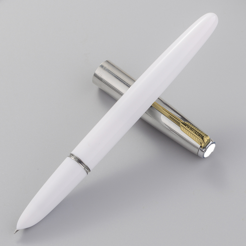 HERO Fountain Pen 616 Upgraded Student Fountain Pen, White, Iridium Nib Ink Pen for Daily Writing And Calligraphy Practice, EF Tip, Transparent Packaging Box
