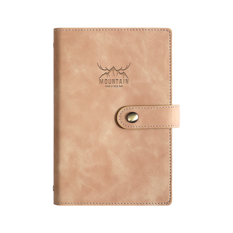 Jiaranheng A6 Multifunction Loose-Leaf Notebook, Creative Small Journal, Portable Notebook, Zippered Organizer, Leather Cover with Buckle, Customizable, Khaki Color, 1 Book