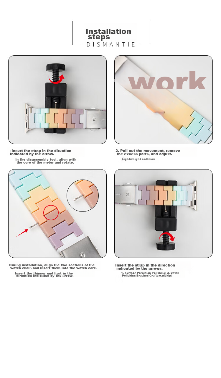 MSSM Compatible Apple Watch Band, Rainbow Strap for IWatch S11/ultra3/S10/9/8/SE3, Acrylic Women's Fresh And Simple Wristband 9