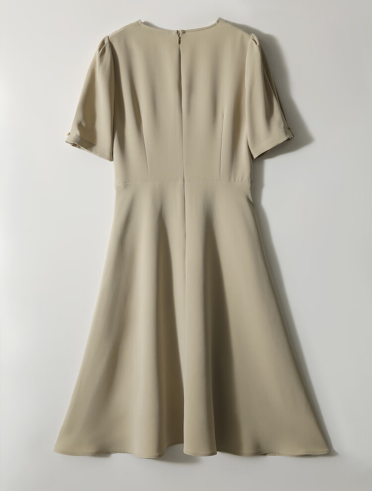 Jeanswest Women's Dress, Summer 2026, Light Luxury Style, Waist-Cinching, French Elegant Feel, Cool Season Slimming, Khaki Color, Size S 16
