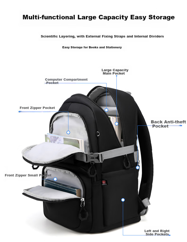 Edison Inventor Middle School Backpack for Boys, High School And College Students' Backpack with Spine Protection, Weight Reduction, Water-Resistant Double Shoulder Bag 2557-2 Red 7