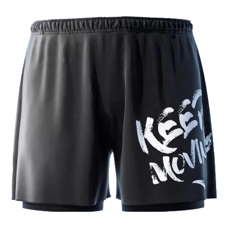 ANTA Men's Swim Shorts, Double-Layer Anti-Embarrassment, Knee-Length Professional Swim Trunks, Quick-Drying, Hot Spring, Men's Beach Style, Black, 3XL