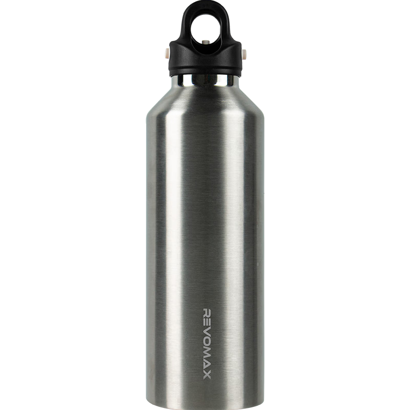 REVOMAX Insulated Mug, Large Capacity, One-Handed Lid Opening, Water Bottle for Men, Specially Designed for Brewing Tea - Space Gray, 950ml