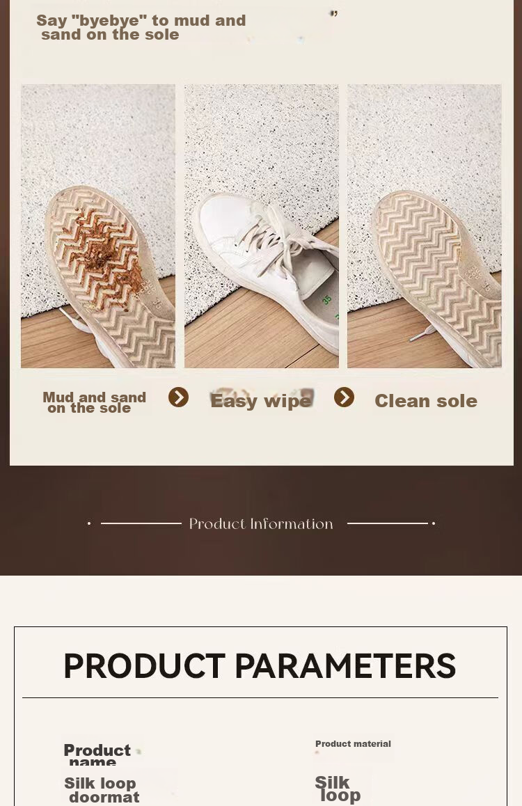 MOON TIME Entrance Mat, Doorway Foot Mat, Indoor Doormat, Loop Pile, Dirt-Resistant, Non-Slip Floor Mat, 60*90cm, Wangyu 9