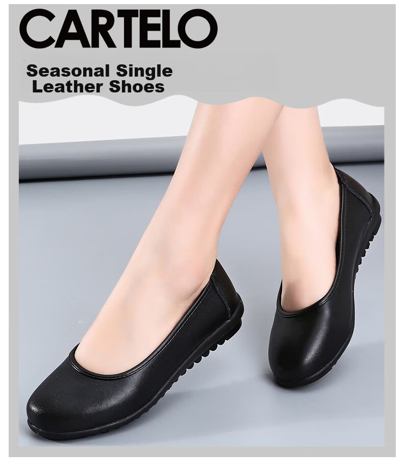 CARTELO Women's Shoes, Wedge Heel Round Toe Women's Pumps, Professional Ladies Leather Shoes, KDLDX-2138, Black, Size 37 1