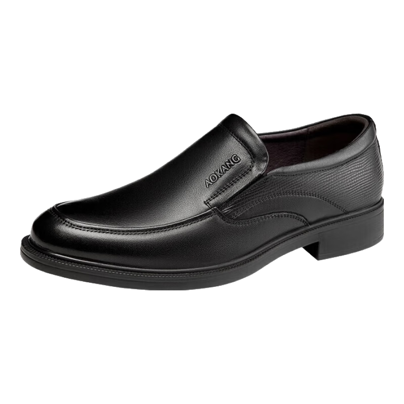 Aokang Men's Casual Business Leather Slip-On Comfortable Loafers Black Size 43