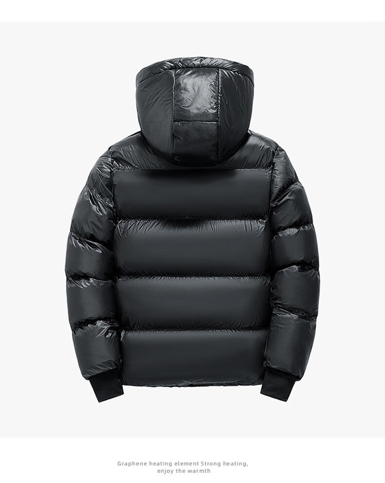 JEEP SPIRIT Men's Thickened Hooded Warm Cotton Jacket Autumn Winter Black 2XL 5