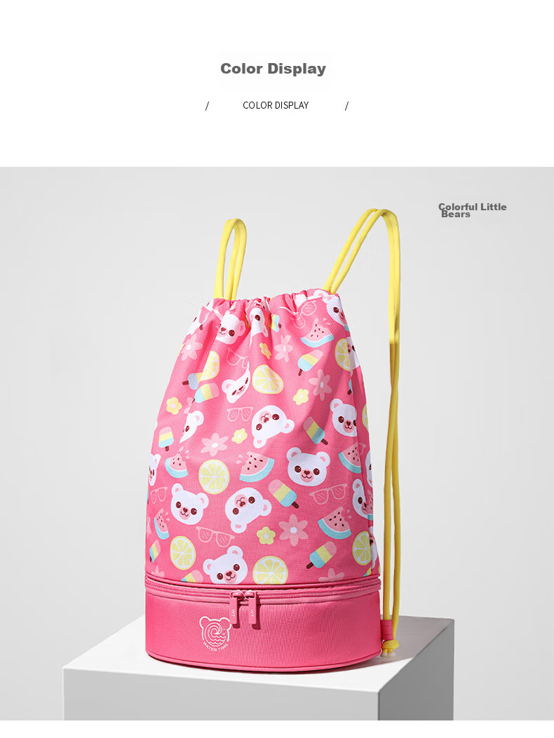 WATERTIME / Shuichuan Children's Swim Bag, Portable Backpack Storage for Swimming Gear, Separate Shoe Compartment, Snorkeling Bear Desig 10