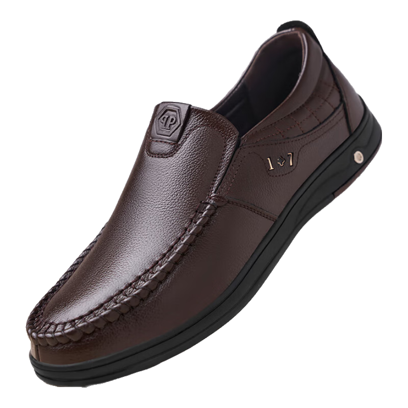 MEXICAN Business Casual Men's First Layer Cowhide Dress Shoes Slip-On Large Size 166 Brown 40