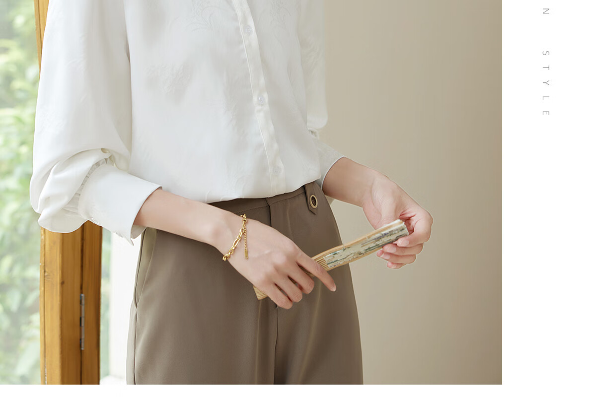 Chushen Spring And Autumn Long-Sleeve Shirt for Women, Textured Pattern Design, New Chinese-Style Elegant Office Blouse Top S143C2045 11
