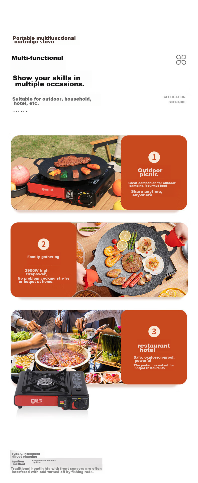 Geshu Portable Outdoor Stove, Camping Explosion-Proof Magnetic Stove, Windproof Hot Pot Gas Stove 9