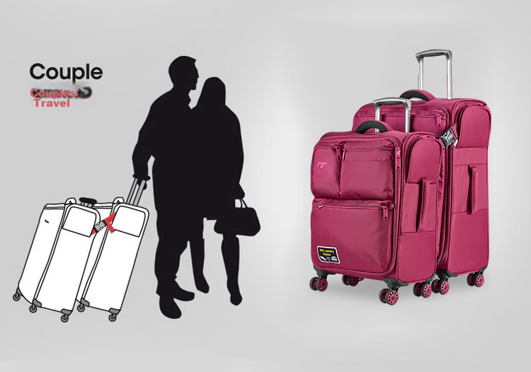 INTERNATIONAL TRAVELLER British IT Suitcase, Check-In Luggage, Spinner Wheels, Ultra-Lightweight, 28-Inch Oxford Cloth Soft Case, 1157 Red 9