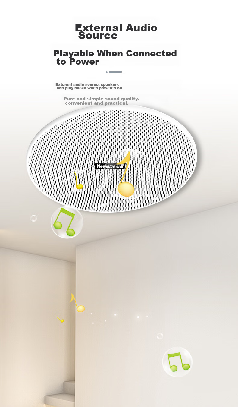 Newmine ND-11D Constant Impedance Ceiling Speaker, Recessed Background Music Sound System for Suspended Ceilings, Embedded Public Address System for Shopping Malls And Stores, 5-Inch 7
