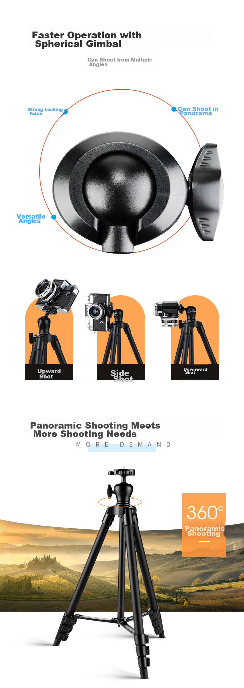 Weifeng WT-336 Spherical Gimbal Phone Live Streaming Stand Tripod, Lightweight Portable Selfie TikTok Short Video Recording Desktop Multifunctional Floor-Standing Outdoor Tripod 4