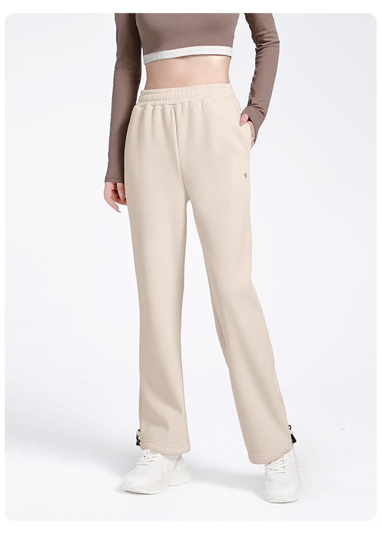 CAMEL Fleece-Lined Thickened Women's Loose Straight-Leg Pants for Running And Yoga Sweatpants Y23CY05013 Light Floral Gray S 16