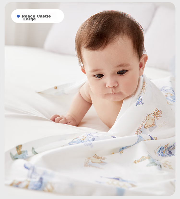PurCotton Baby Swaddle, Antibacterial Knitted Blanket, Pure Cotton Newborn Wrap, Air Conditioning Cover, Fairy Tale Tree House Design, 90×90cm 21