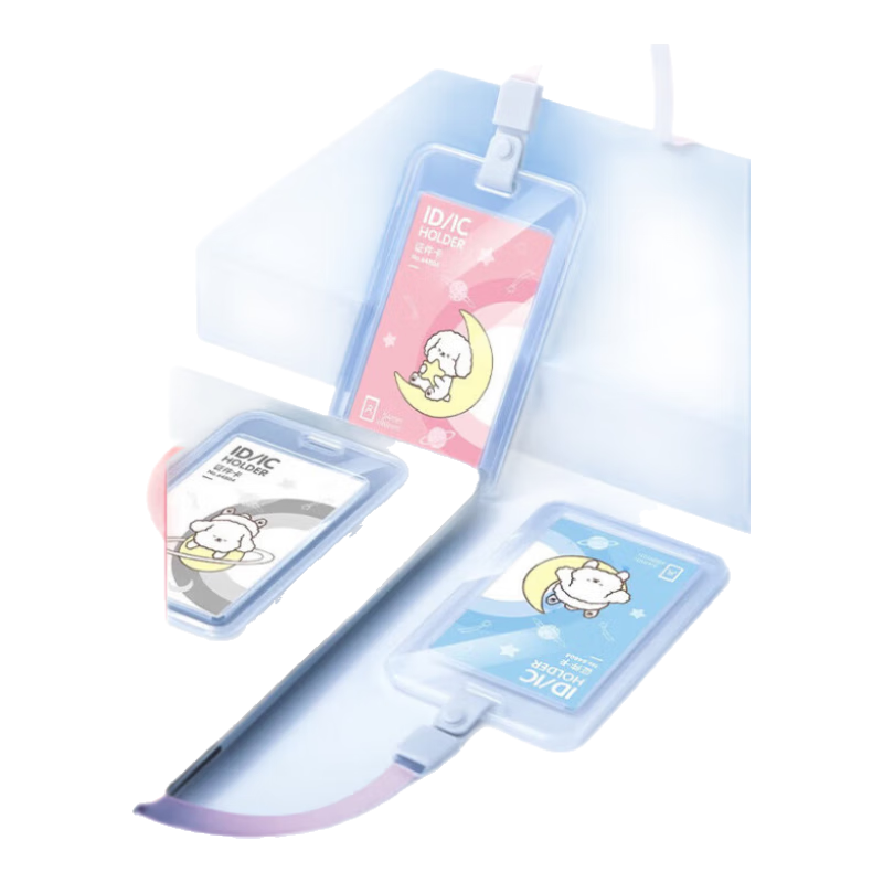 Deli [Super Popular] Cartoon Student ID Card Holder, Work Badge Holder, Transparent Card Sleeve, Campus Card Holder, Bus Pass Holder, Meal Card Holder, Subway ID Card Holder with Lanyard, Back-To Stationery, Blue 64804