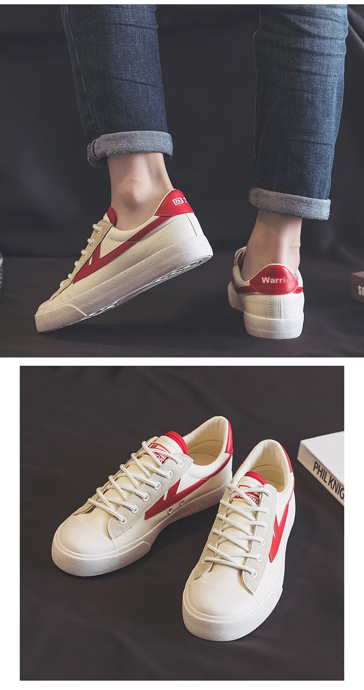 Warrior Official Canvas Shoes for Men And Women, Couples' Casual Shoes, Autumn Breathable Sports Sneakers KGH647MJ Beige-Red Size 37 13
