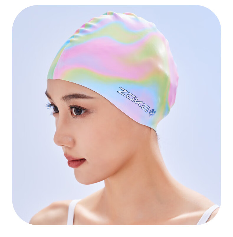 ZOKE Adult Silicone Swim Cap, Training Waterproof Ear Protection, Comfortable Non-Binding Headband, 624603232-2 3