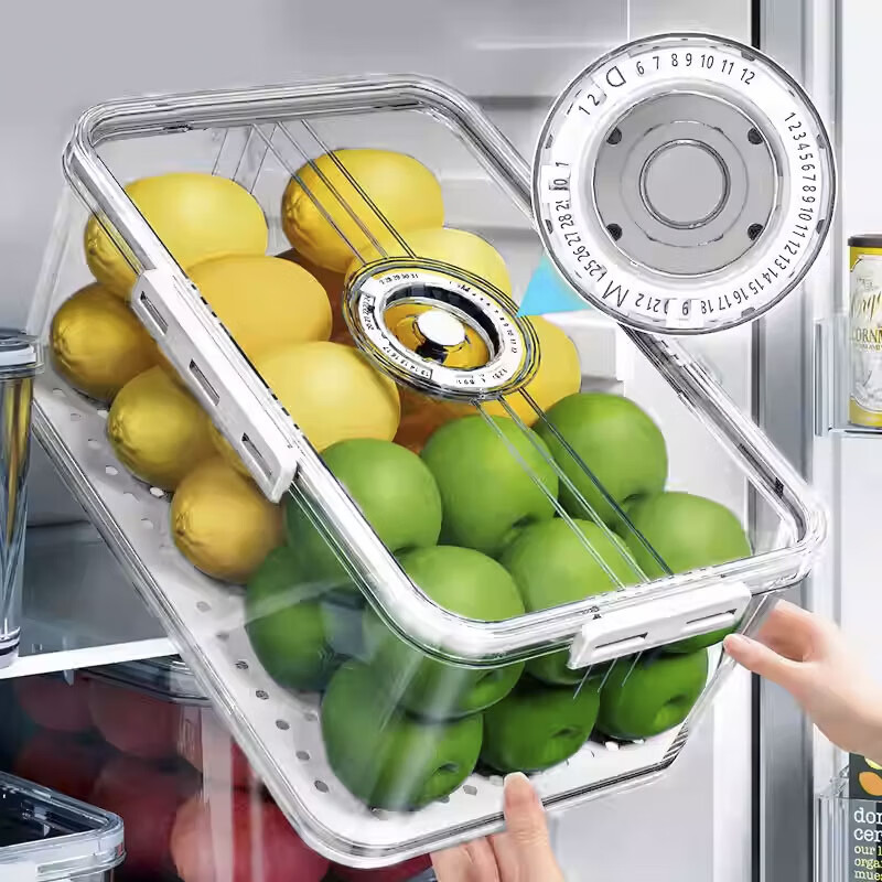 Handy Helper Refrigerator Storage Box Fresh-keeping Box Food Grade Kimchi Box Kitchen Vegetable Fruit Egg Storage Box 7.5L 2-Pack