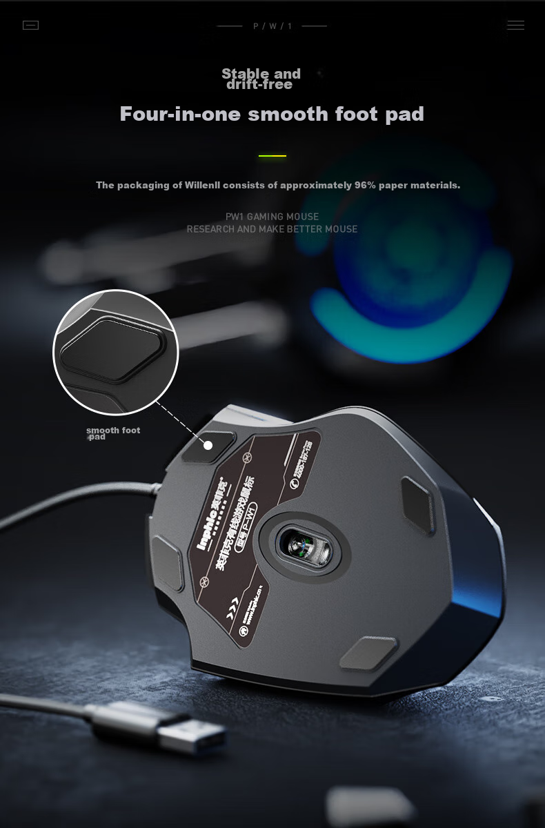 INPHIC PG9 Wired Gaming Mouse, E-Sports Macro, Right-Handed Universal RGB Mouse for PUBG/LOL/CSGO, Compatible with Desktop And Laptop, 12800 DPI, Black 8