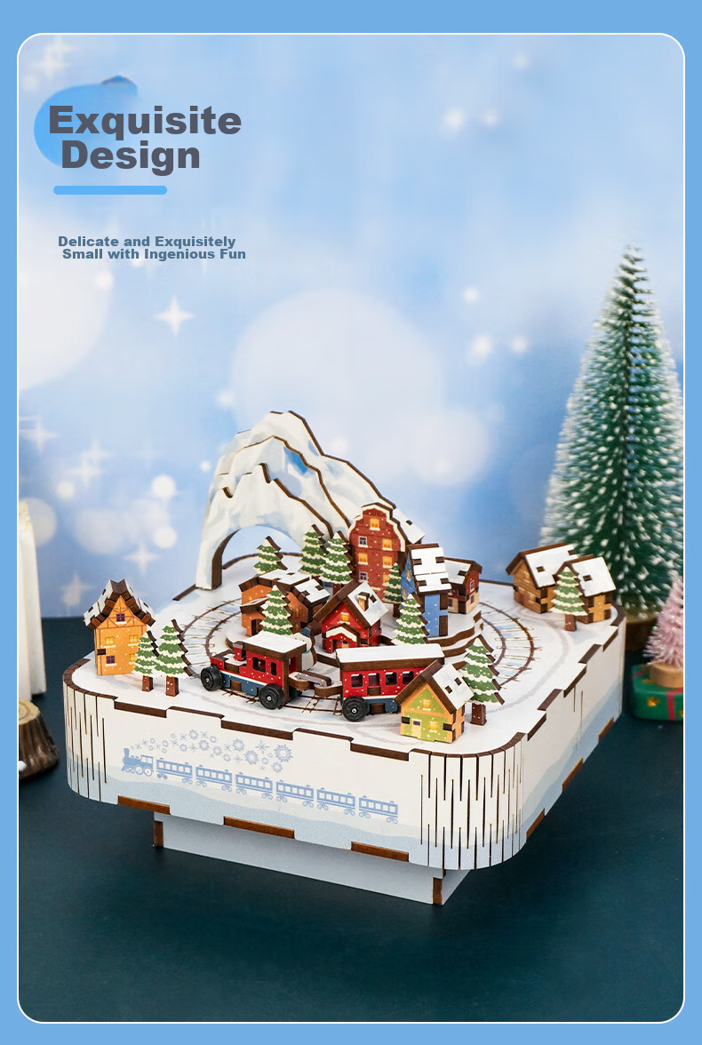 Tongqu Beiguo Lize Train Music Box, Assembly Building Blocks Toy, Musical Puzzle Model Ornament, 3D Puzzle, Birthday Gift 1