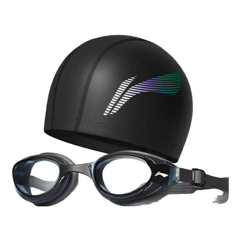 Li-Ning Swimming Goggles And Cap, Waterproof Anti-Fog High Definition Swim Glasses for Men And Women, Myopia Swimming Goggles Black 24-19 Myopia 350 Degrees