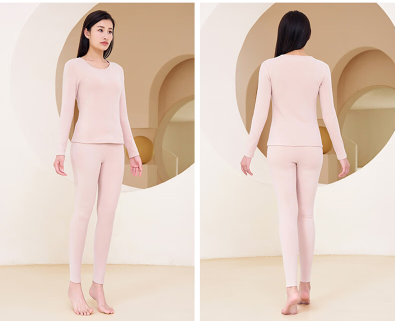 Yiershuang [Anti-Mite And Odor-Resistant] Autumn And Winter Cashmere Silk Thermal Underwear Set, 5A Antibacterial Ladies' Fleece-Lined Autumn Top And Pants 2