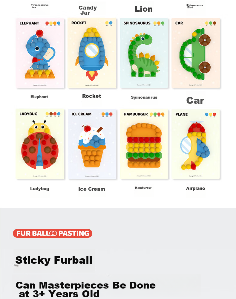 Pinwheel Pompom Sticker Art, Children's DIY Handmade Creative Materials, Kindergarten Girls' Toy for Ages 3 to 6, Pompom Painting 4