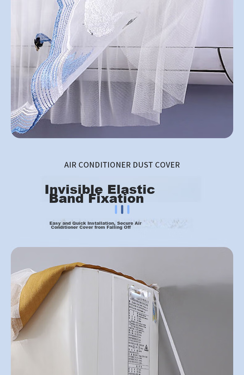 Lelandi Air Conditioner Dust Cover [No Need to Remove When Operating], Universal Wall-Mounted Unit Lace Trim Windproof Dust-Proof Curtain, Compatible with Gree, Midea, Aux (1.5-2P) L1012 5