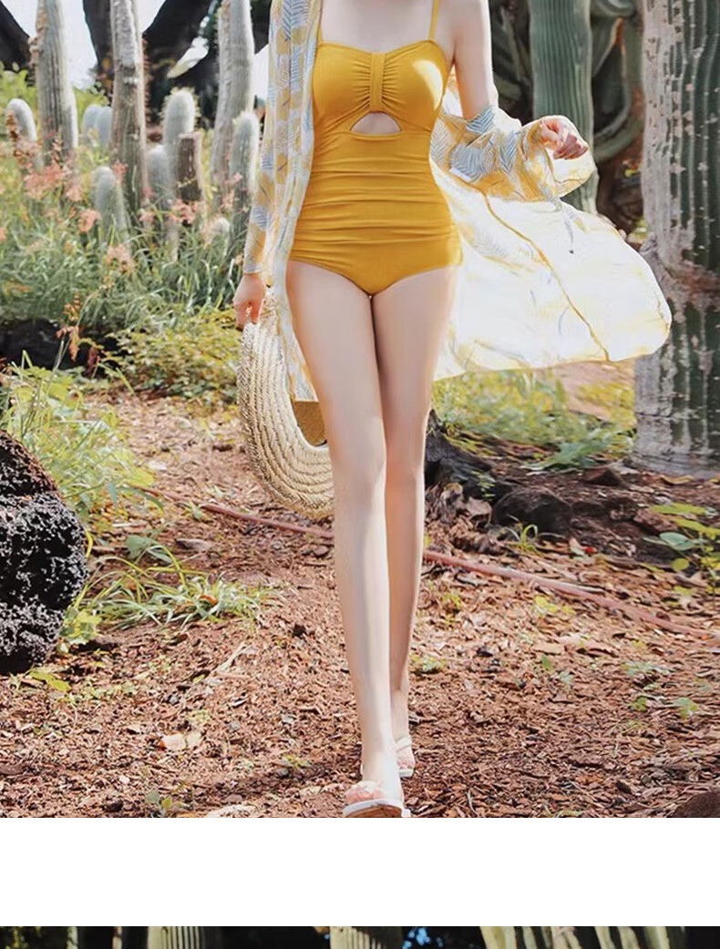 Modaier Spaghetti Strap One-Piece Swimsuit for Women, Sexy And Elegant, Tummy Control, Slimming, with Outer Jacket, Sun Protection, Beach Vacation Triangle Swimwear 11