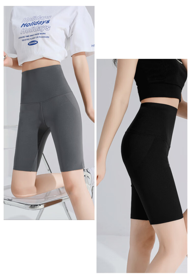LangSha Shark Shorts, Knee-Length Leggings for Women, High-Waisted Tummy Control And Butt-Lifting Cycling Shorts, Yoga Pants, Gray, Size M 12