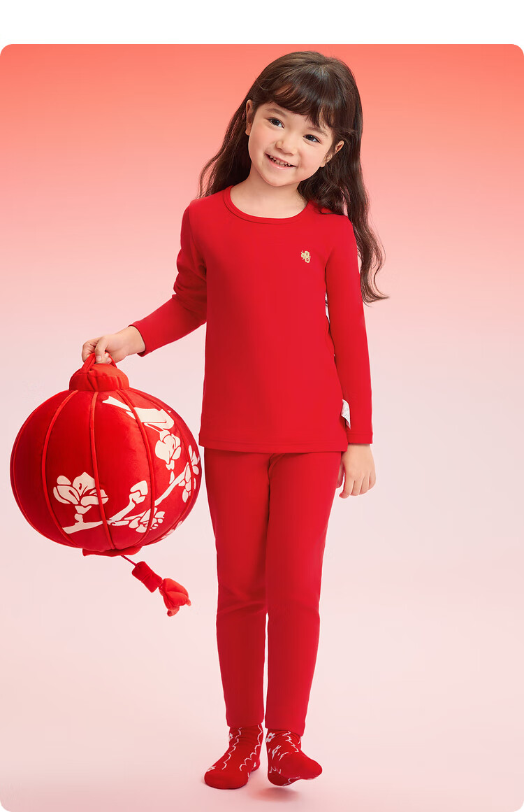 BALABALA Children's Thermal Underwear Set, Snake Year Girls' Autumn Clothes And Pants, Zodiac Year Red Pajamas, Trendy, 209125169001 5