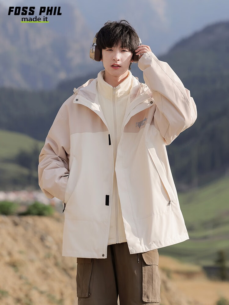 Foss Phil Workwear Jacket for Men And Women, Autumn And Winter Outdoor Windbreaker, Casual Loose Mountaineering Coat FPJK3 Black 3XL 6