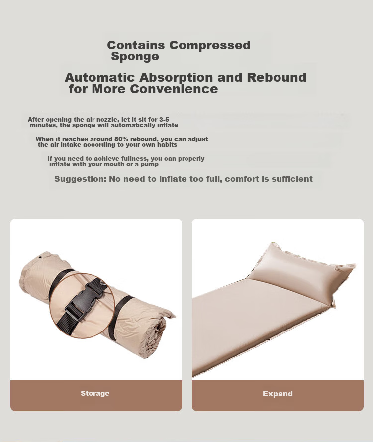 JD Original Automatic Inflatable Mattress, Outdoor Camping Mat, Moisture-Proof Pad, Air Mattress, Floor Mat for Sleeping, Air Bed, Double Size, 8cm Thick 7