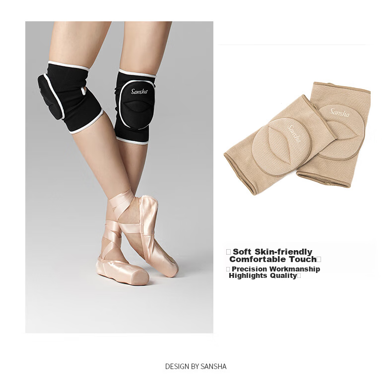 Sansha Ballet Dance Yoga Practice Casual Sports Knee Pads for Men And Women, Thickened Black Style, Size M 6