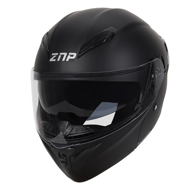 ZNP808 Motorcycle Helmet Unisex Flip-up Full Face Matte Black M Four Seasons Universal Electric Bike