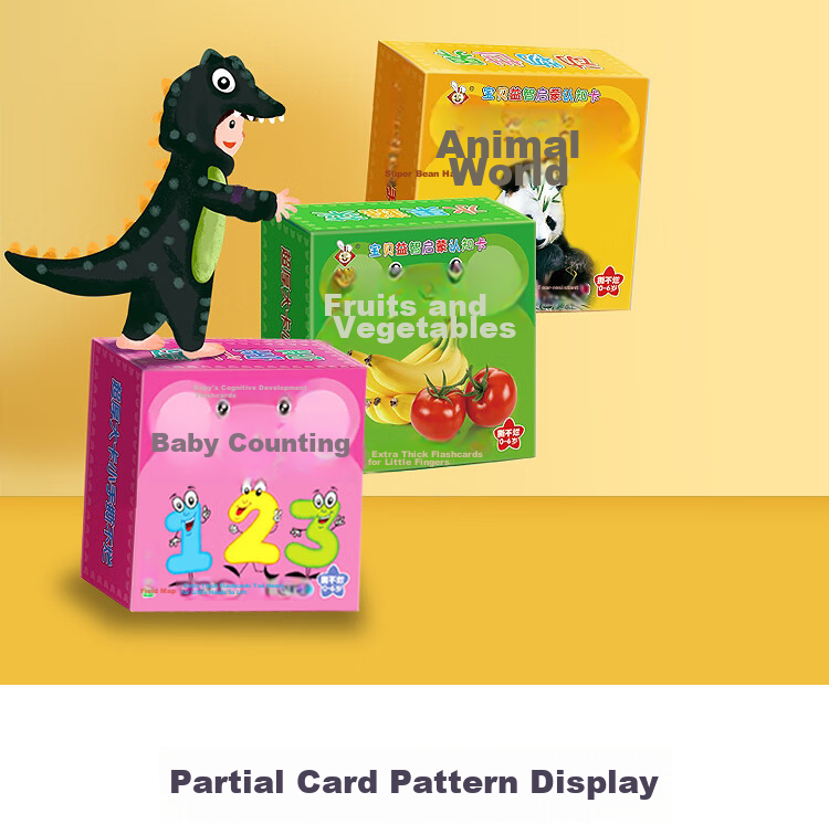 Dipuer Colorful Cards for Baby's Early Education, 3-6 Months Cognitive Cards, Picture Recognition Cards, Animal Cards, Object Recognition Cards 4