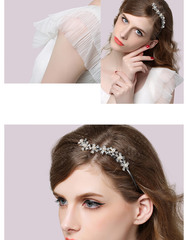 Royal Sasa Hair Accessories, Headbands, Hairpins, Alloy Imitation Crystal, Gold Color 7