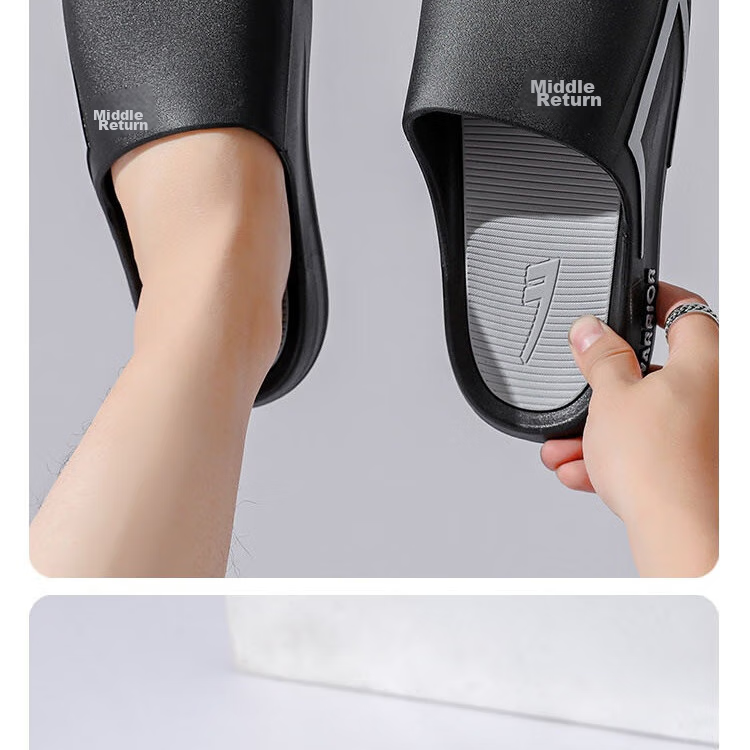 Huili Slippers, Comfortable for Stepping on Poop, Sports Bathroom Indoor Outdoor Wear, Non-Slip Sandals for Men, HL3980 Black And Gray, Size 46-47 18