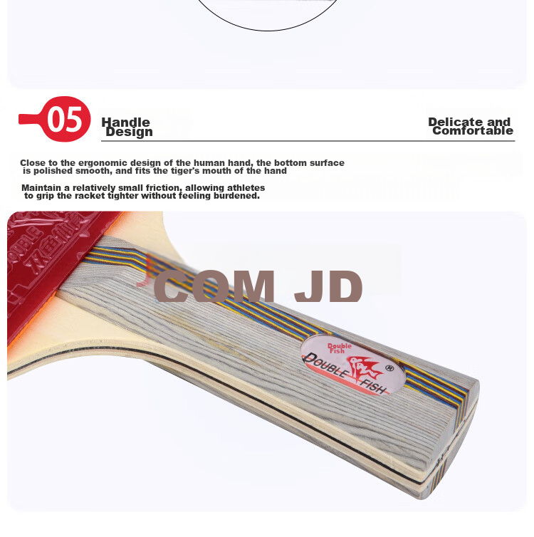 DOUBLE FISH Table Tennis Racket Set, Horizontal Grip Double Rackets, 4D Four-Star Entertainment Training Rackets, 2 Pieces with 10 Balls Included 10