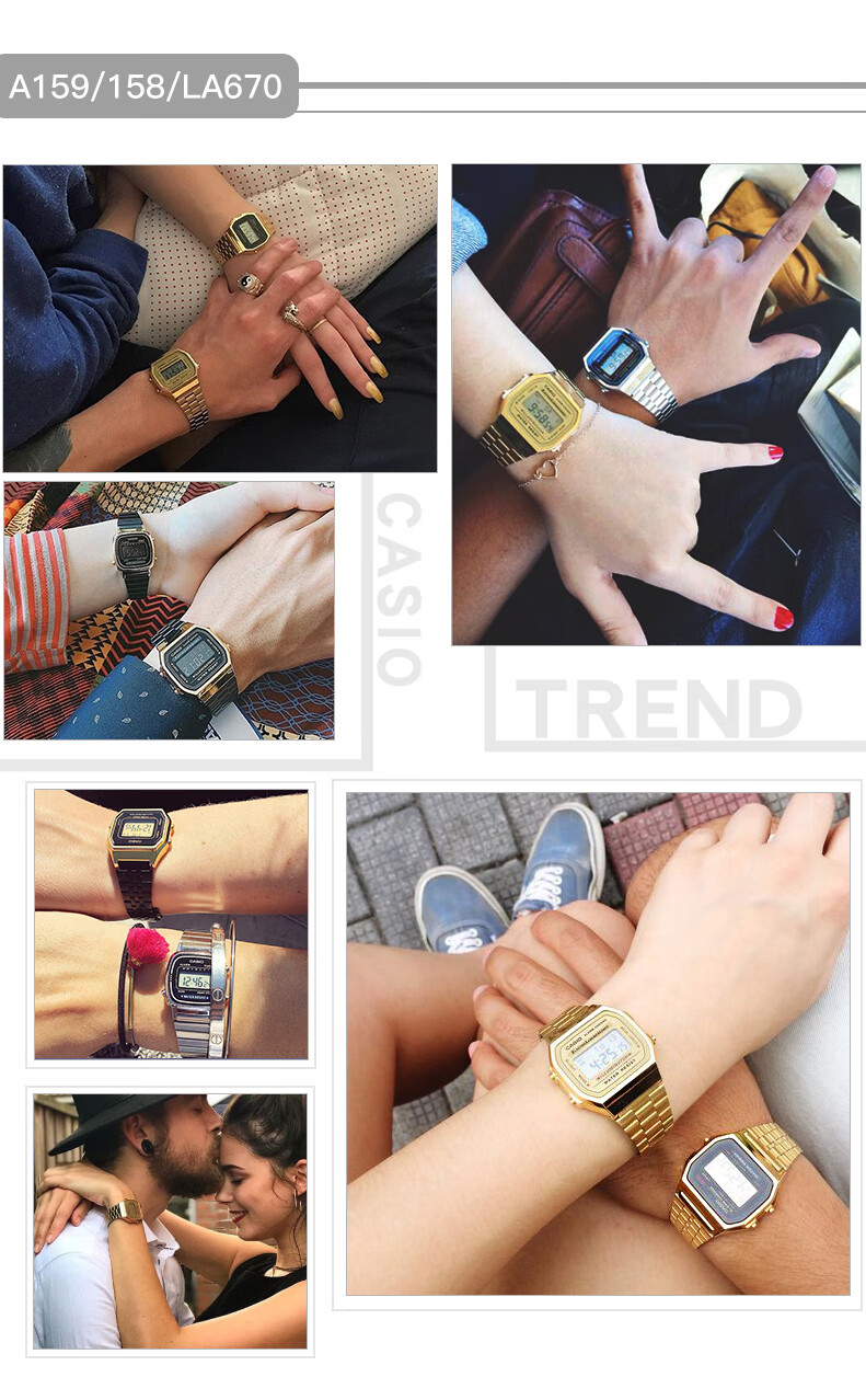 CASIO Men's Watch, Small Gold Watch, Small Square Couple Sports Student Electronic Watch for Men And Women, Gift A159W-N1D 15