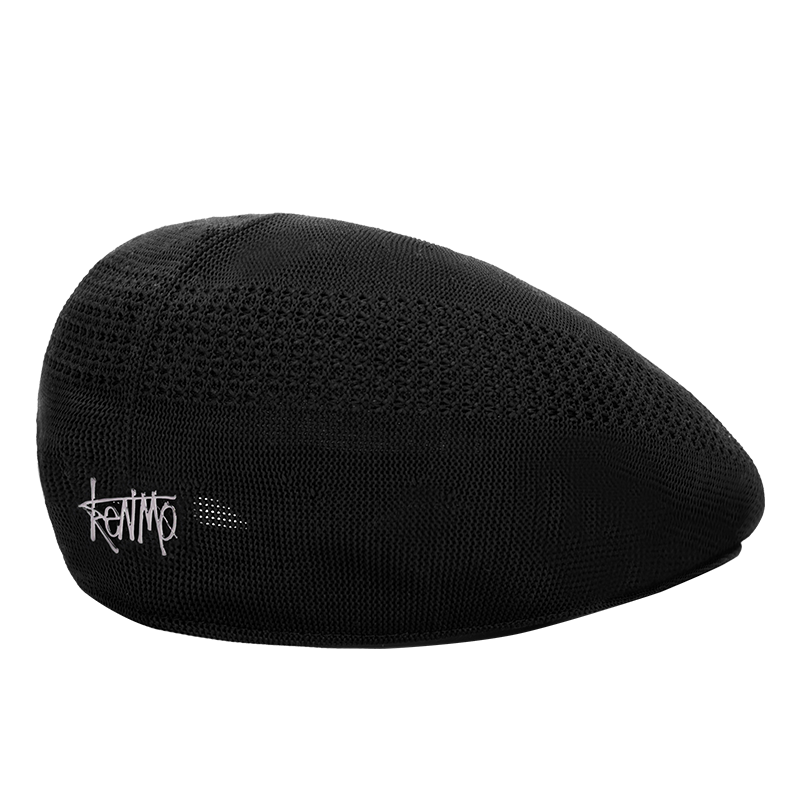 KENMO Breathable Mesh Beret Trendy Reversible Cap Black (Metal) One Size