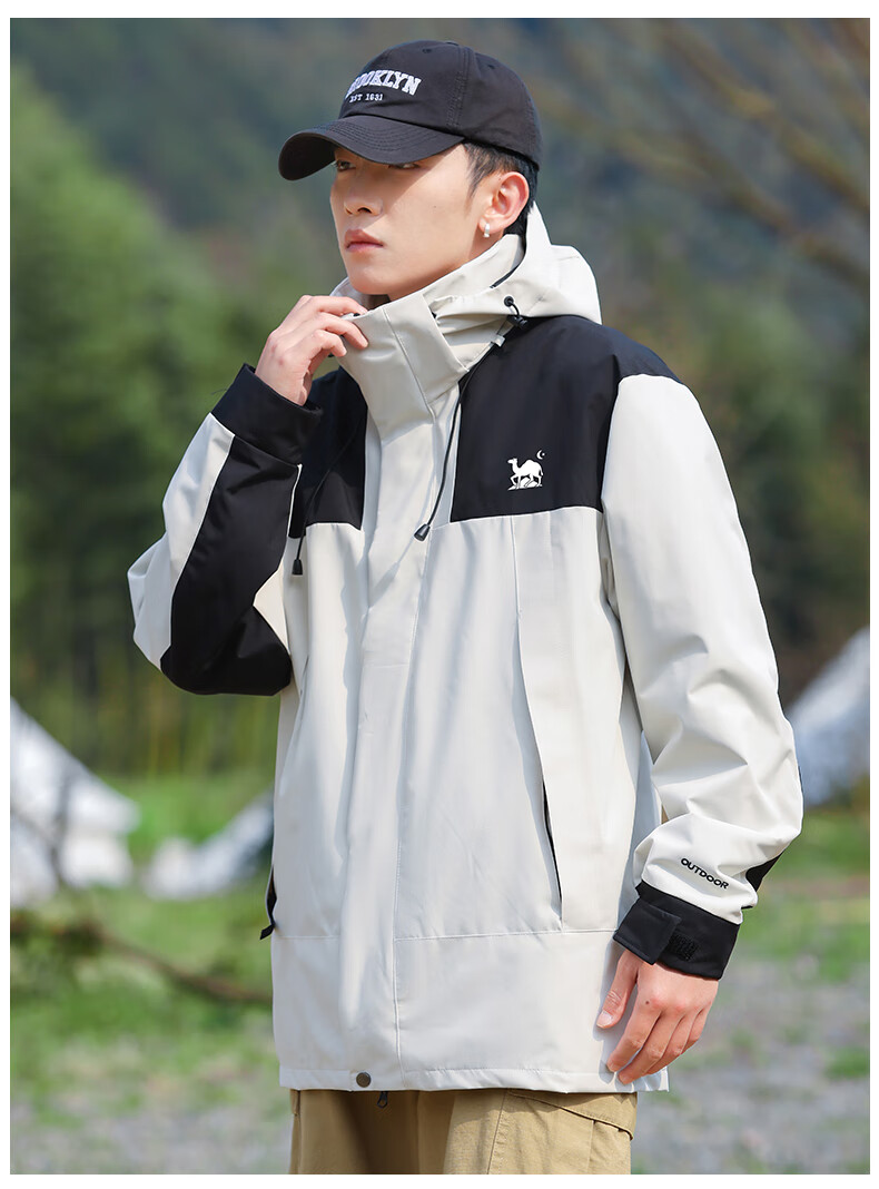 EASTERN CAMEL Couple's Three-In Waterproof Jacket, Men's And Women's Outdoor Sports Coat, Windproof Outerwear, Light Green Single Layer, 3XL 6
