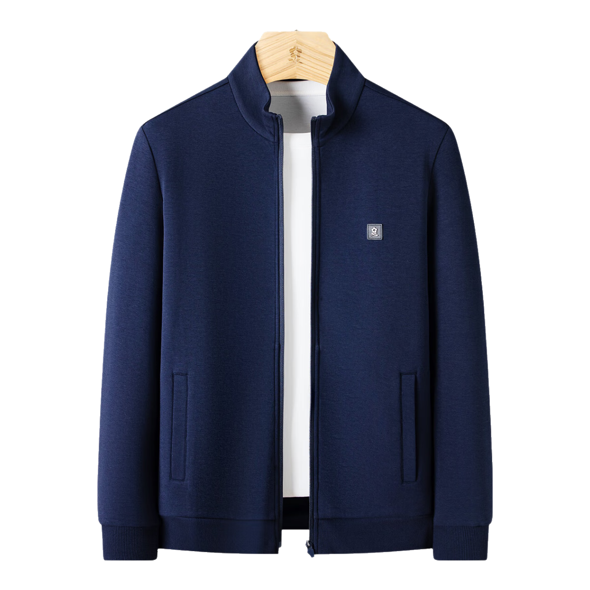 MONTAGUT Air Layer Cardigan Men's Solid Color Sweatshirt Portable Casual Jacket Shadow Blue 3XL