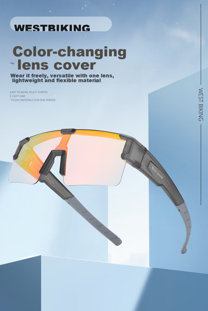WestBiking Cycling Glasses, Photochromic Myopia-Proof Windproof Goggles, Large Frame Black 1