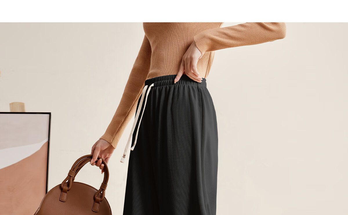 Halo Queen Women's Casual Pants, Spring And Autumn Drawstring Loose Wide-Leg Trousers, Fashionable Slimming Straight-Leg Pants H13QK5970 37