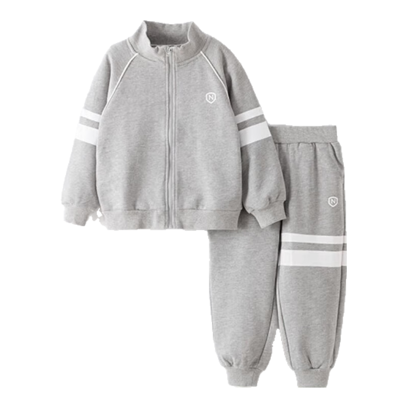 NUBIWU Children's Outfit, Boys' Spring Sports Stand-Collar Long-Sleeve Top And Pants, Preppy Style Two-Piece Set, Casual Spring Children's Clothing